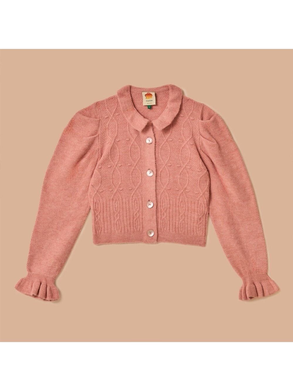 Farm Rio Light Pink Ruffle Knit Cardigan - Picture 8 of 9